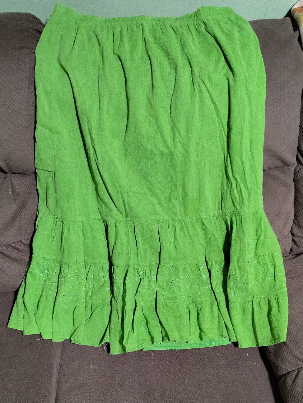 Bright Green Tiered Midi Skirt